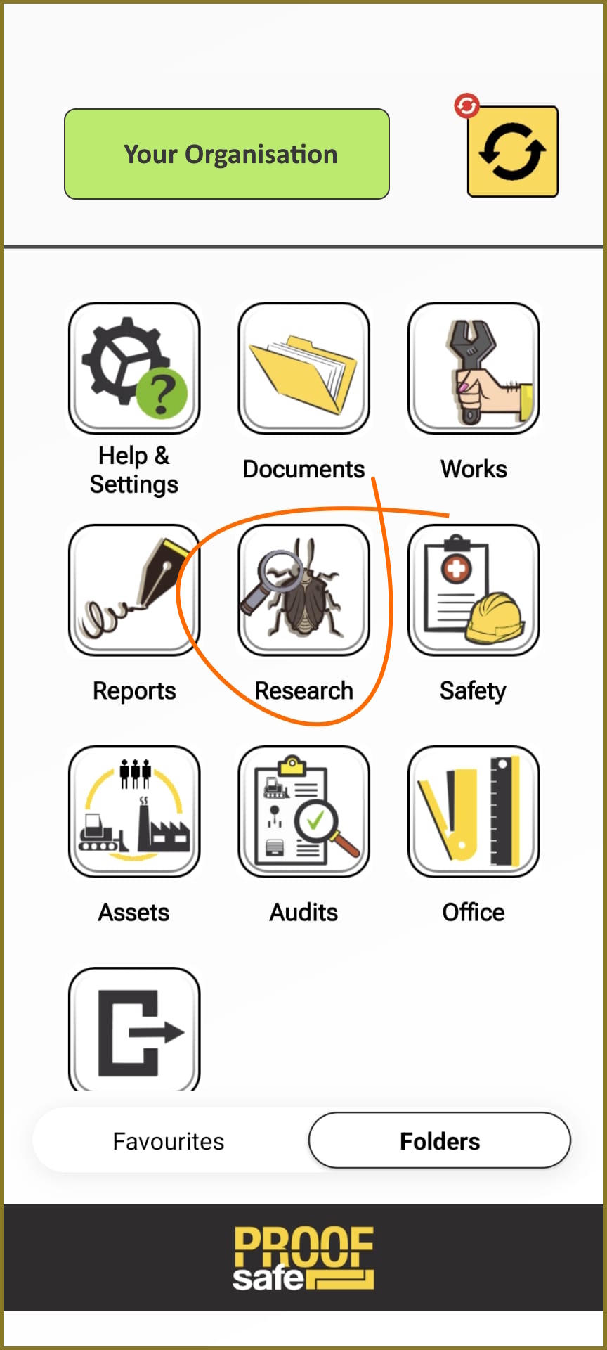 Research folder in the ProofSafe mobile application